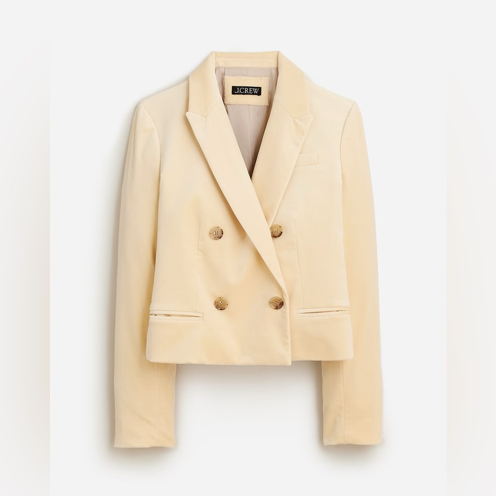J.Crew Cropped double-breasted blazer in stretch velvet BV217